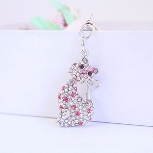 Cute Diamond-encrusted Crystal Kitten Animal Alloy Keychain Accessories Keychain for Girlfriend Bag Buckle Bag Pendant 1336