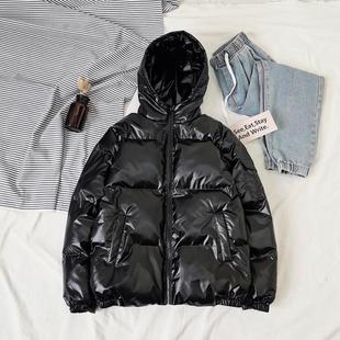 Cotton-padded jacket men's winter short youth down cotton solid color bright face cotton-padded jacket thickened hooded lovers fashion brand bread clothing men