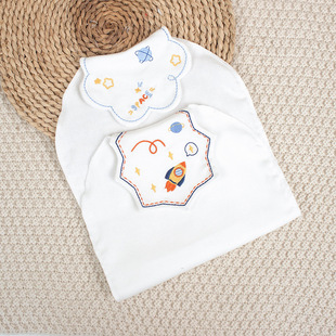 Children's Sweat-absorbent Towel Baby Cotton Gauze Sweat-isolating Towel Embroidery Kindergarten Men's and Women's Po Air-permeable Cushion Back Towel Category A