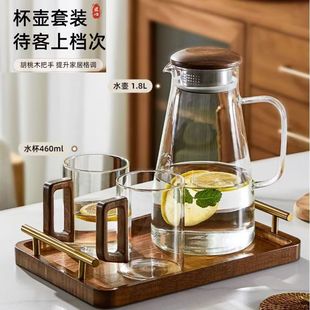 Factory wholesale thick wooden cup suit large capacity simple household solid wood lid cold water bottle cup suit