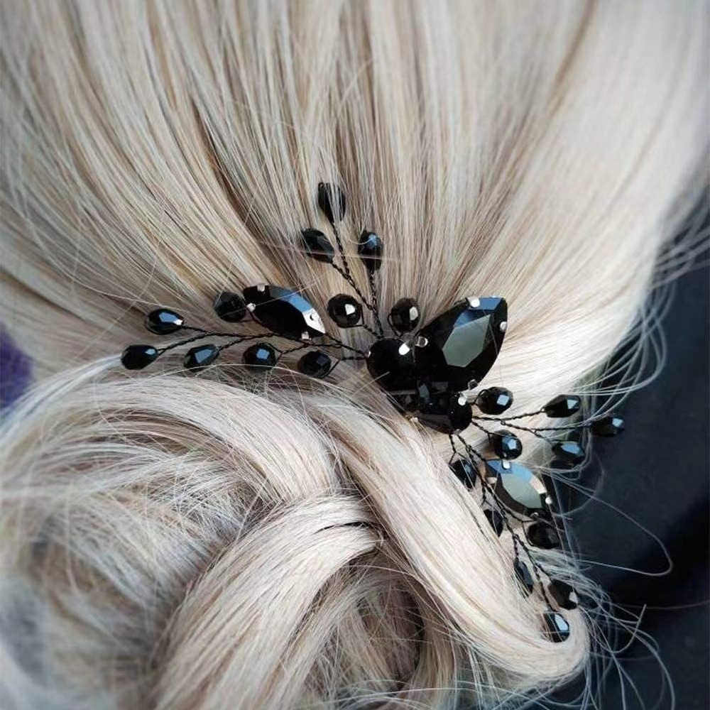 European and American cross-border Gothic bridal hair comb black handmade wedding insert comb party masquerade headdress