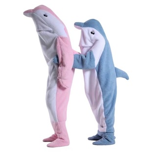 Cross-border New Whale Dolphin Shark Sleeping Bag One-piece Pajamas Flannel Shark Home Clothes One-piece Sleeping Bag Blanket