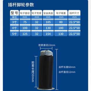 Anti-Static Casters Tpr Brake Universal Wheel 3-Inch 4inch 5inch Medium-Sized Lean Tube Trolley Roller Silent Caster
