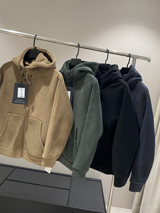 IN BLUE foreign trade factory orders! Heavy 620g! Base Double-Sided Fleece Hooded Jacket