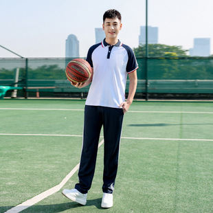 Summer school uniform short sleeve junior Senior high school primary school students suit men's and women's sports college two-piece factory T-shirt class uniform