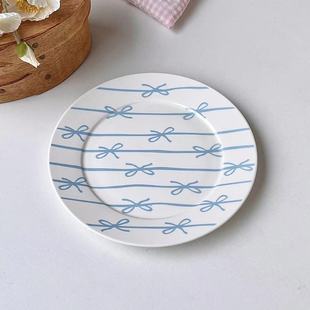 South Korea Ins Girl's Heart Bow Ceramic Plate Dist Plate Breakfast Fruit Plate Food Shooting Props