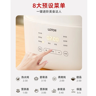 LOTOR Electric Stew Pot Small Baby Porridge Pot Water-proof Electric Stew Pot Booking Timing Baby Food Cooker