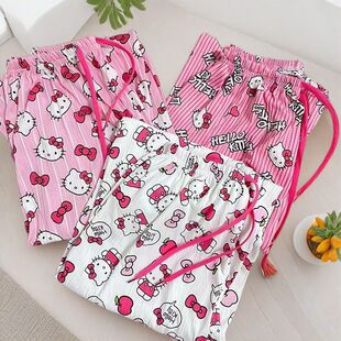 Cross-border Wholesale Kitty Cat Pink Pajama Pants Girls Summer Thin Cute Casual Loose Home Pants Walking Pants