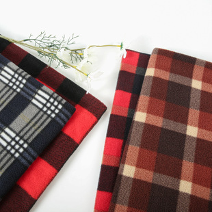 Plaid printing polar fleece thick needle single-sided polar fleece autumn and winter clothing fabric polyester composite lining source factory