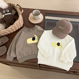 Baby свитник 2025 Весенняя детская одежда тонкая мультяшная рубашка с принтом для мальчиков дикая повседневная футболка с длинными рукавами