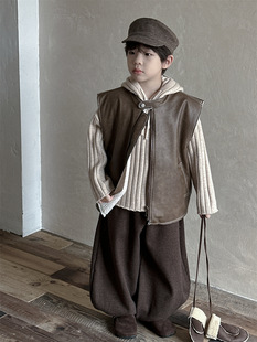 Cheese and Meow Children's Wear Boy's Fur One Lamb Wool Vest 2024 Winter New Children's Vest Coat Trendy