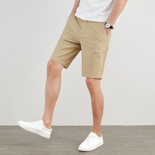 Cross-border summer cotton casual shorts men's workwear straight slim cropped pants plus size solid color Sports men's clothing
