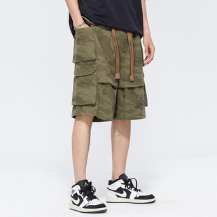 American Style Trendy Brand Tooling Shorts Men's Summer Khaki Camouflage Outer Wear Pants Men's Large Size Plus Fat Pants