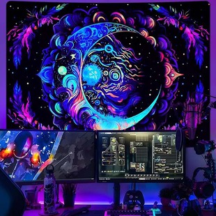 Трансграничный взрыв uv флуоресцентный гобелен светящийся гриб ужас скелет украшения дома гобелен декоративный гобелен для вечеринок