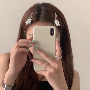 Niche Mirror Серебряный цветок заколка для волос простой Универсальный Утконос зажим головной убор отличительные аксессуары для волос для девочек жареная уличная челка зажим