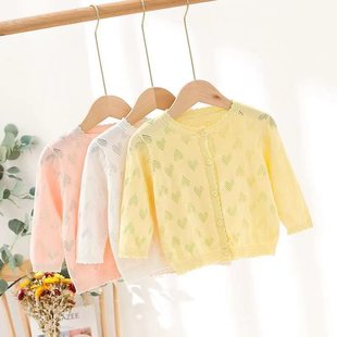 Baby Air-conditioning Shirt Summer Baby Knitted Cardigan Thin Little Girl's Newborn Coat Sunscreen Coat All-match