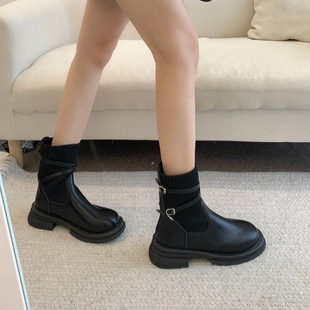 Martin Boots Women's Autumn and Winter 2024 New All-match Super Hot Short Boots Women's Socks Boots Thick Heel Thin Boots Korean Style Small Ankle Boots