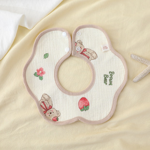 Tiantian Baby Crepe Waterproof Bib Class A Cotton Slip Towel Newborn Baby Waterproof Petal Bib