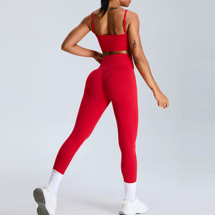 European and American Seamless Yoga Clothes suit Women's Dopamine Girls Wear High Waist Peach Tight Sports Shorts suit