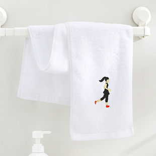 Gym Sports Cotton Sweat Towel 25*110cm Embroidered Cotton Thickened Long Soft Absorbent Scarf Wholesale