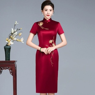 2024 новый стиль Danxi свекровь свадебный банкетный костюм Cheongsam молодая свадебная мама свадебное платье платье завод прямых продаж осень