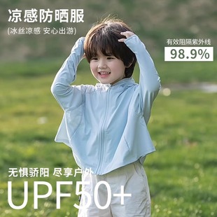 Children's Sun Protection Clothing Black Rubber Hat Brim Summer UV Protection upf50 Ice Silk Original Yarn Sun Protection Clothing Jacket for Boys and Girls