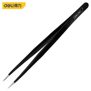 Deli Tools Stainless Steel Tweezers 3-piece Set Elbow + Flat + Pointed Tweezers DL396003