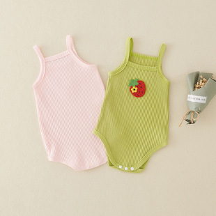 Baby's Fat Clothes Class A Cotton Summer New Sling Newborn Clothes for Girls Baby Cute Korean-style jumpsuit