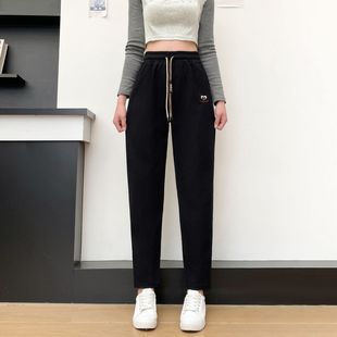 Wide Leg Pants Women's Autumn and Winter New High Waist Dape Straight Leg Pants Loose Casual Sports Pants Slimming Love Embroidered Double Rope