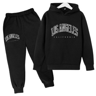 2023 Cross-border Children's suit Los Angeles Letter Printed Boys' Sweatpants Casual hoodie European and American Coat