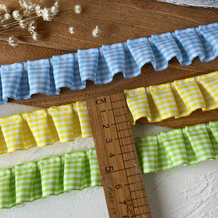 2.5cm Plaid Lace Accessories Handmade DIY Material Clothing Decoration Ruffled Phone Case Doll Skirt