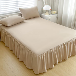 New Korean style sanding non-slip bed skirt bed cover single lace dust cover non-cotton cotton bed sheet three-piece set