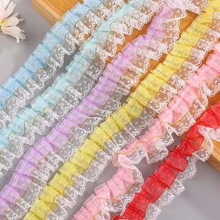 3.5cm Phnom Penh Double Pleated Lace Handmade DIY Clothing Home Textile Accessories Discounted Lace Accessories Wholesale