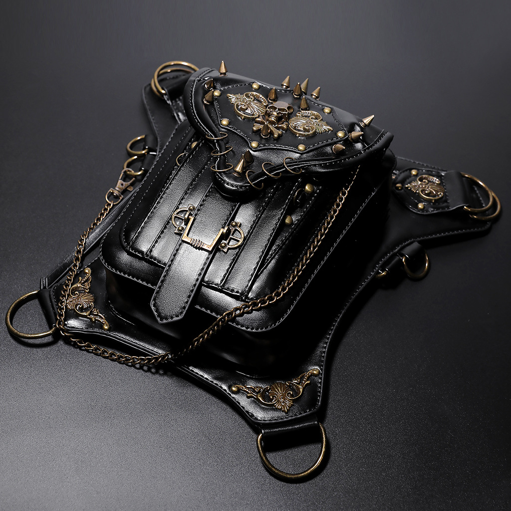 TEMU Amazon Cross-Border Steampunk Motorcycle Bag Skull Retro Shoulder Crossbody Bag Multifunctional Phone Waist Bag