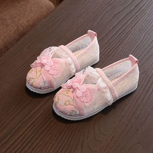 Chinese Style Girls Han Dynasty Shoes Summer Horse Face Skirt Kidsren's Shoes Kidsren's Ancient Style Old Beijing Embroidered Baby Costume Shoes