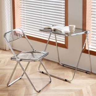 Transparent Chair Folding Acrylic Table Internet Popular Household Portable Balcony Table and Chair Combination Nordic Style Coffee Table Folding Transparent Table