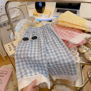 Girls Summer Pants Children's New Light Breathable Lace Anti-mosquito Pants Women's Thin Fashion Casual Pants