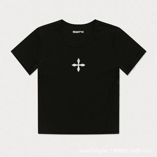 SMFK Cross Классический спортивный обтягивка Tee с тонким принтом с короткими рукавами повседневная спортивная футболка 25 лет весны новый стиль