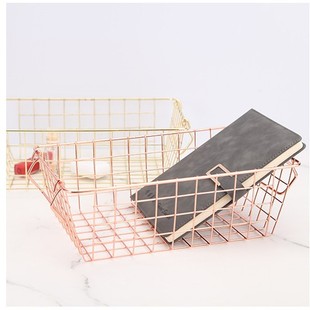 Iron storage box exquisite ins living room office organizing portable storage basket square storage basket desktop organizing