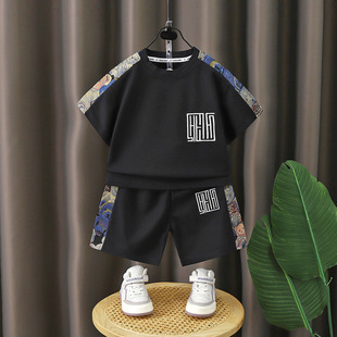 2025 New Children's Guofeng Embroidered Short-sleeved Shorts suit Boys Summer Thin Western Style Casual Two-piece suit