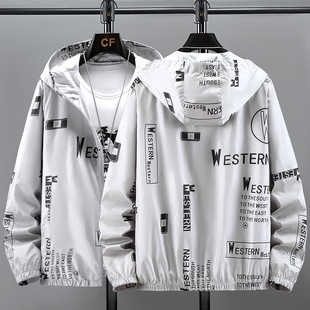 Cross-border 2023 spring and summer new men's casual hooded trench coat summer thin plus size sun protection clothing