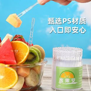 Disposable Fruit Fork Canned Plastic Storage Can Transparent Small Fork for Commercial and Household Cake Snack Sticks