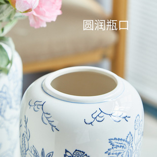 Blue and White Porcelain Vintage Vase Ceramic Advanced Sense Middle and Ancient Style Tatu Vase New Chinese Style Porcelain Ornaments