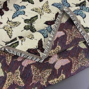 High-density American-style jacquard cloth color butterfly thick texture linen sofa pillow fabric clothing shoes bags