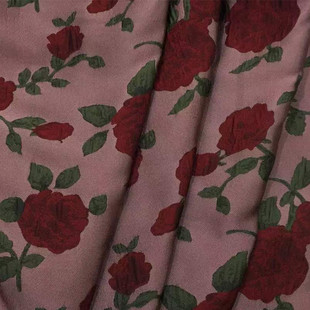 Dark red rose embossed fabric vintage clothing suit jacquard crisp pettiskirt yarn-dyed Jacquard