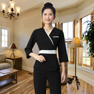 Beautician Work Clothes Female High-end Beauty Salon Skin Management Shop Chinese Ancient Style Health Care Hall Foot Bath Foot Therapy Work Clothes