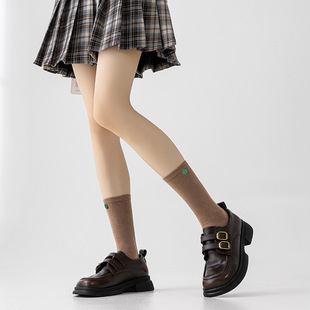 Socks Women's Autumn and Winter Mulberry Silk Color Buckle Women's Mid-Tube Socks Japanese Flat Panel College Style Casual Comfortable Breathable Socks