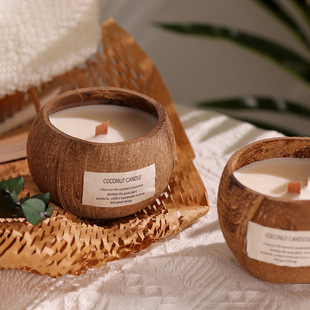 Coconut aromatherapy candle factory wholesale soy wax natural coconut shell essential oil indoor fresh fragrance gift hand gift