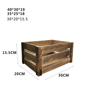 Vintage Distressed Wooden Storage Basket Mori Dessert Table Decorative Ornaments Wooden Frame Wooden Basket Desktop Storage Display Frame