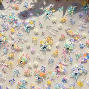 Tomoni Crystal Diamond Nail Art Stickers Ins Explosive Mobile Phone Children's Nail Stickers Chunye Flower bouquet Jewelry Stickers Nail Art